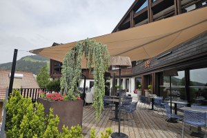 Rollsegel Duo mit 65m2 und 44m2 , Hotel Linder, Wolkenstein Südtirol, 2024