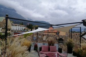 Saisonsegel & Stahlkonstruktion auf Dachterrasse, Kaltern, 2021