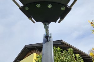 Schlosserei Sonderanfertigung, Jahressegel Detail Eckausbildung mit Spannseil 12mm