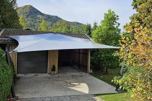 multifunktionales Jahressegel als Carport, Überdachung, usw., Privat, Aschau im Chiemgau, 2023