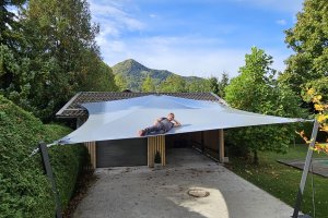 multifunktionales Jahressegel als Carport, Überdachung, usw., Privat, Aschau im Chiemgau, 2023