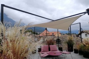 Saisonsegel & Stahlkonstruktion auf Dachterrasse, Kaltern, 2021