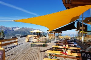 Segel für Gastronomiebereich, Skiregion Hochötz, Österreich 2017