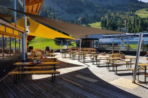 Segel für Gastronomiebereich, Skiregion Hochötz, Österreich 2017