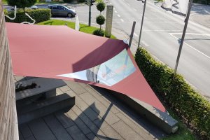 Ausstellungsstück mit Werbedruck, werkhaus Raubling, Bayern, 2017