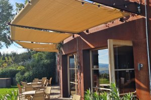 Rollsegel mit semi-transparentem Stoff, Tenuta Sanoner Adler Hotels; Toskana; 2014